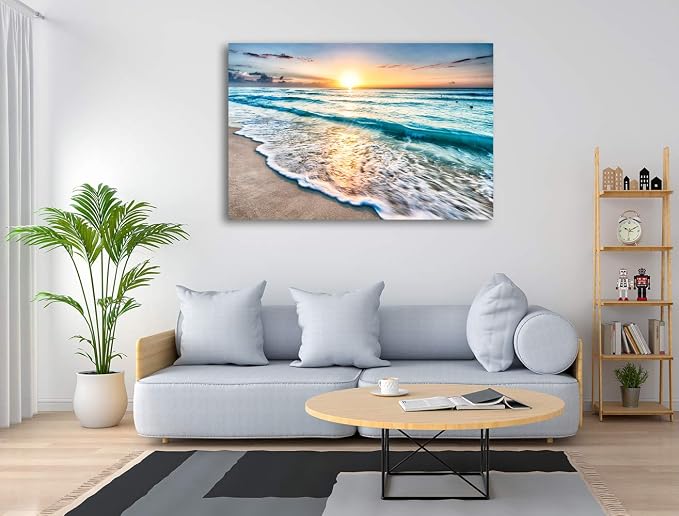 Baisuart S02269 Canvas Prints Wall Art Beach Sunset Paintings Ocean Waves - Image 6