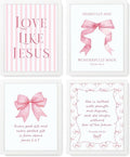 LARTSFRO Coquette Pink Bow Jesus Wall Art Decor Posters, Inspirational Bible by Unknown