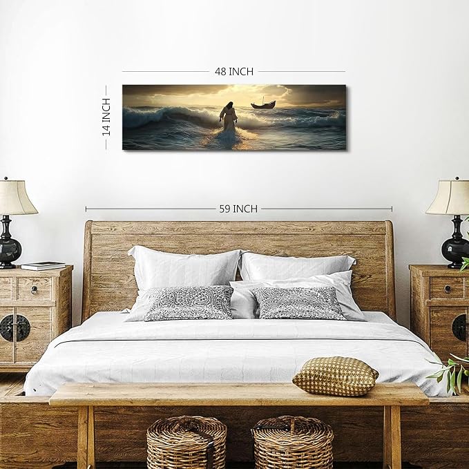 Jesus Walking on Water Wall Art Christian Picture Wall Decor - Image 3