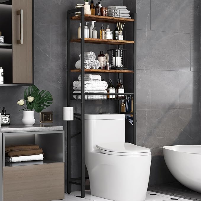 Kalrin Over-The-Toilet Storage Rack, 4-Tier Bathroom Organizer Shelf Over Toilet by Kalrin