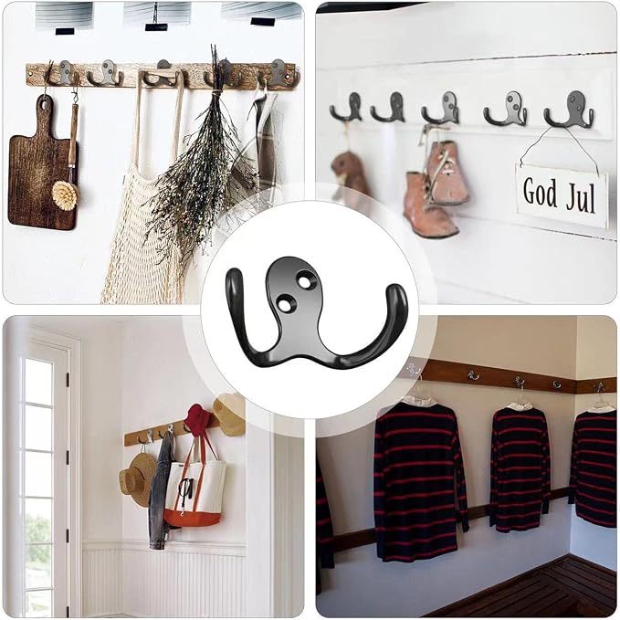 ZAYBOD Heavy Duty Wall Mounted Black Coat Hooks, mudroom Hooks, Backpack Hooks - Image 3