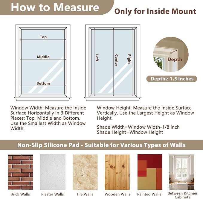 DEJAVU No Drill Cordless Blackout Roman Shades, Linen Textured Privacy Roman - Image 7