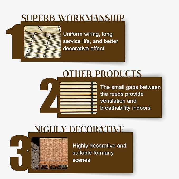 Outdoor Reed Roller Blinds, Retro Bamboo Roller Blinds, Anti-UV and Waterproof - Image 4