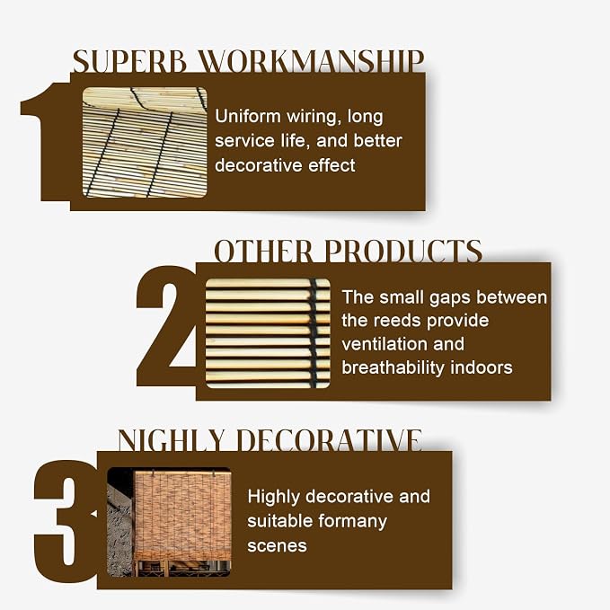 Outdoor Reed Roller Blinds, Retro Bamboo Roller Blinds, Anti-UV and Waterproof - Image 4