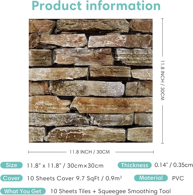 Commomy 3D Faux Stone Peel and Stick Wall Tiles - Image 7