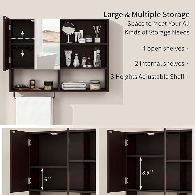 Medicine Cabinet, Wooden Bathroom Wall Cabinet - Image 3