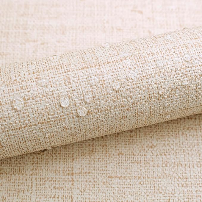 Beige Grasscloth Peel and Stick Wallpaper Textured Contact Paper 15.7inch x - Image 6
