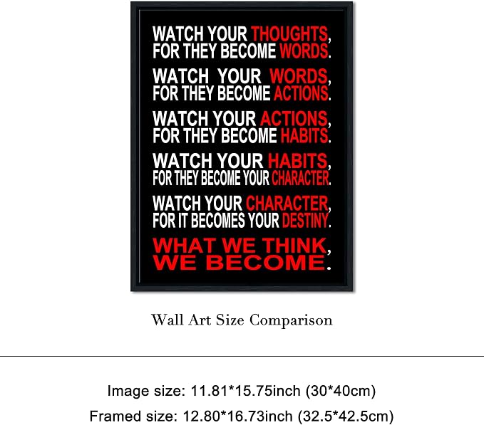 Pyradecor Black Framed Canvas Wall Art Inspirational Poster Office Positive - Image 4