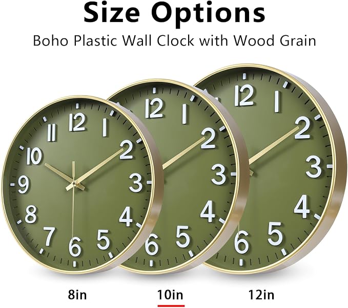 HZDHCLH Wall Clocks Battery Operated, Wall Clock Green Gold, 10 inch Wall Clock - Image 7