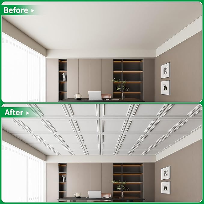 Art3d 12 Pack PVC Ceiling Tiles 24x24 Inches Waterproof Drop Ceiling Tiles/Wall - Image 6
