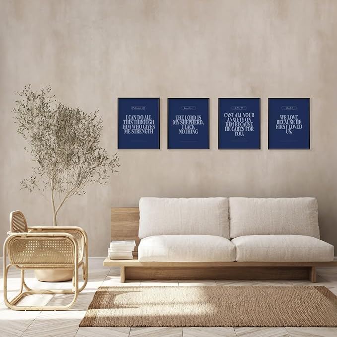 Locomiss Navy Blue Christian Wall Art Decor Posters, Minimalist Jesus Scripture - Image 4