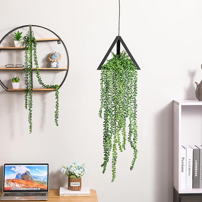 6pcs Artificial Succulents Hanging Plants, Fake Hanging Plant String of Pearls - Image 4