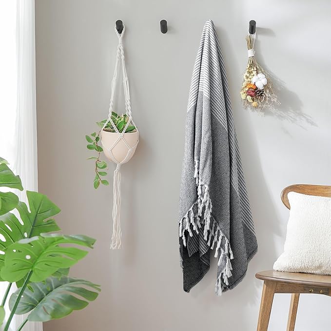 Felidio Wood Wall Hooks, 4 Pack Coat Hooks Wall Mounted, Rustic Wooden Heavy - Image 6