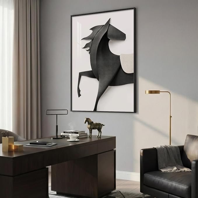 Large Framed Modern Black and White Wall Art, Contemporary Animal artwork Prints - Image 2