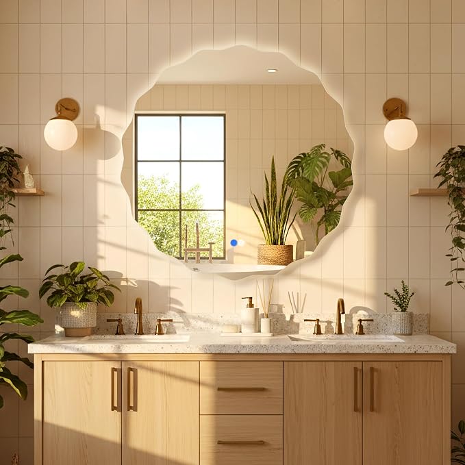 Dorlicecass Round Led Bathroom Mirror- 24" Wavy Vanity Mirror - Image 2