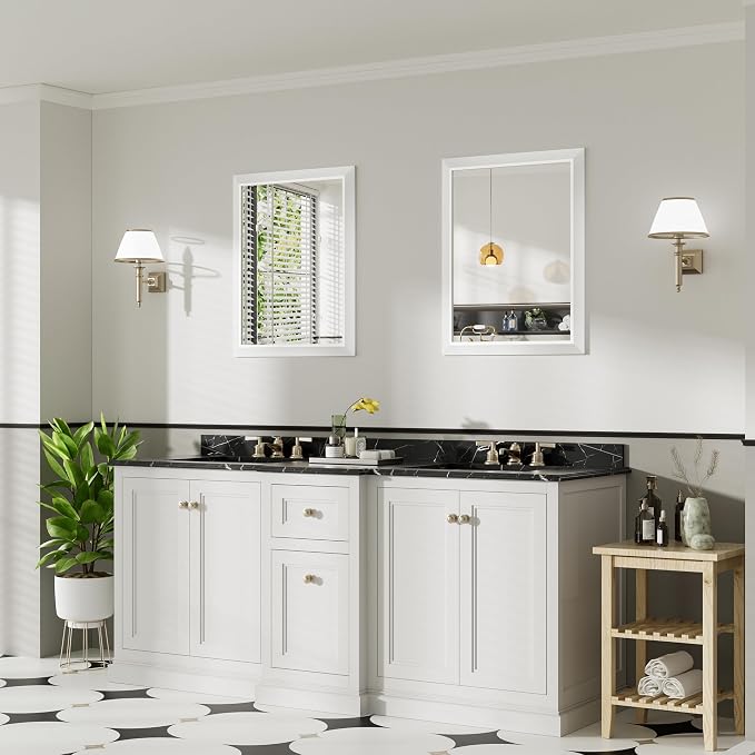 24x30 Inch White Bathroom Mirror - Image 4