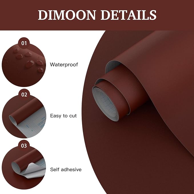 Dimoon 78.7"x17.7" Peel and Stick Wallpaper Dark Red Contact Paper - Image 5