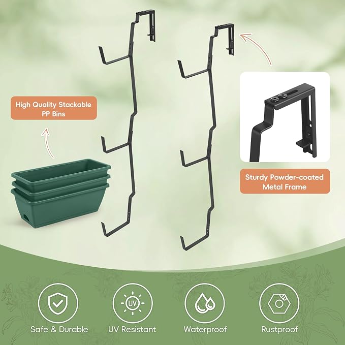 OYEAL Window Boxes Planters Deck Railing Planter Boxes - Image 7