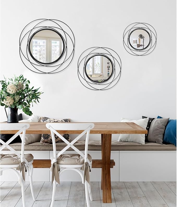 Black Circle Mirror Wall Decorative Metal Mirror Art Small Round Wall-Mounted - Image 6