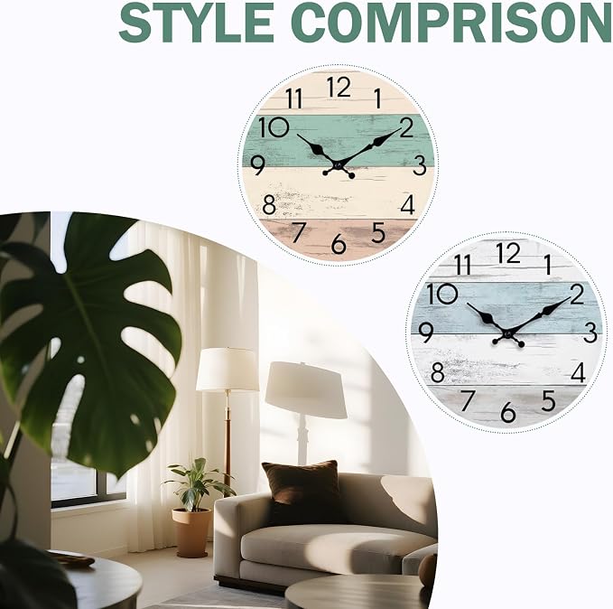 KECYET Wall Clock Silent Non-Ticking Wooden Clocks Battery Operated 8 Inch - Image 4