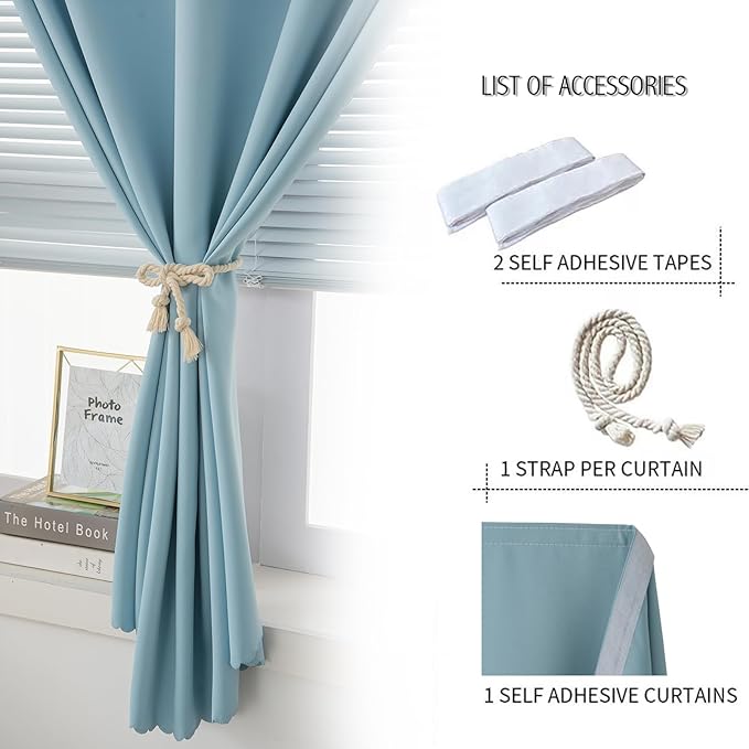 Portable Light Blocking Curtains Self-Stick Design, Removable Adhesive Window - Image 7