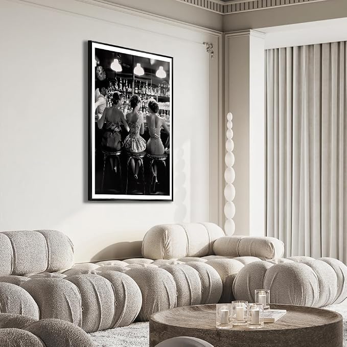 Vintage Black and White Posters Trendy Women Drink Cocktail Wall Art Funky - Image 4