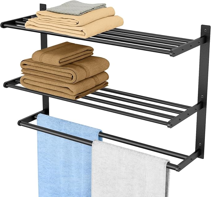Towel Racks for Bathroom Wall Mounted 24", 3 Tier Bathroom Towel Shelf by Bethom