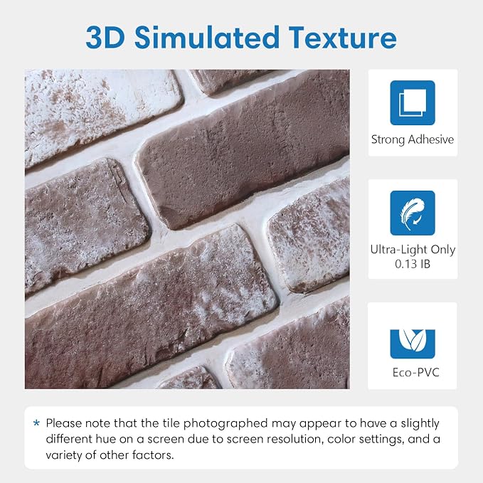 3D Brick Wall Panels, Faux Brick Peel and Stick Wall Panels, Small Size Thin - Image 3
