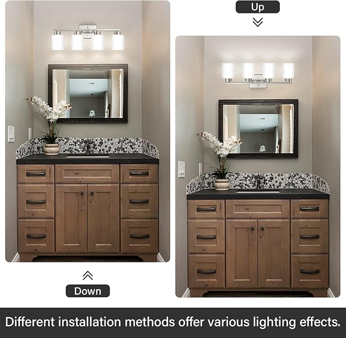 FonmYim Brushed Nickel Bathroom Light Fixtures, 4-Light Modern Vanity Light - Image 4
