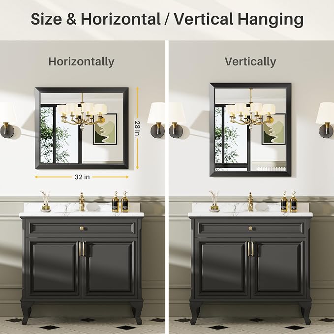 Briivue 28x32 Inch Black Bathroom Mirror - Image 5