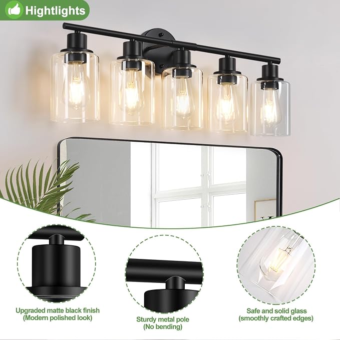 Zarbitta 5-Light Bathroom Light Fixtures, Bathroom Wall Lamp - Image 4