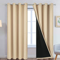 Yakamok Beige 100% Blackout Curtains, Thermal Insulated Total Blackout Drapes by Yakamok