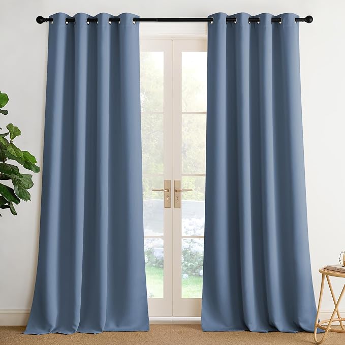 NICETOWN Room Darkening Draperies Curtains Panels, 2 Panels Stone Blue W52 x by NICETOWN