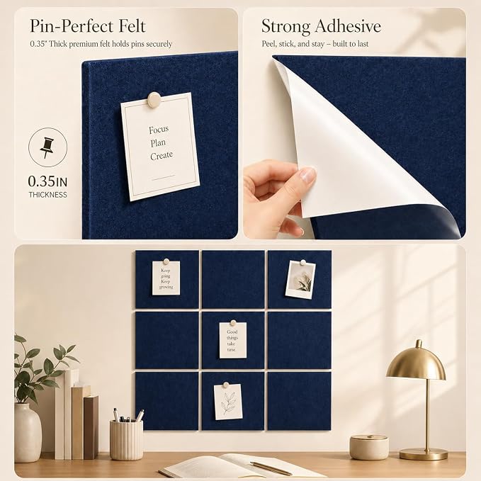 Large Cork Boards for Walls – 48" x 36" Self Adhesive Felt Wall Tiles - Image 3