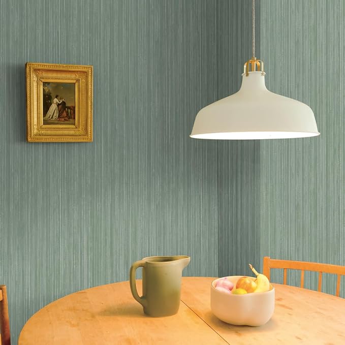 Tempaper Textured Metallic Sage Green Faux Grasscloth Removable Peel and Stick - Image 3