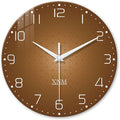 XNM Kitchen Wall Clocks Battery Operated 14 Inch Round Brown Simple Wall Clock by XNMwallclock