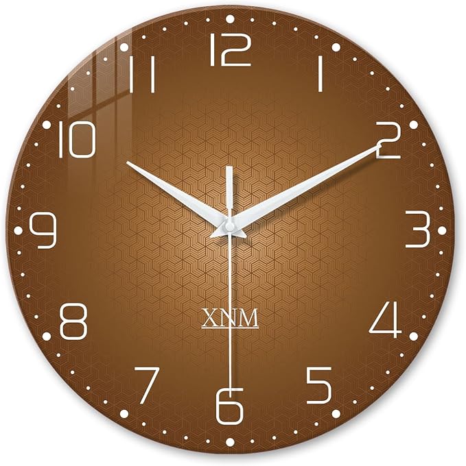 XNM Brown Wall Clock for Bedroom Glass Small Wall Clocks Battery Operated 12 by XNMwallclock