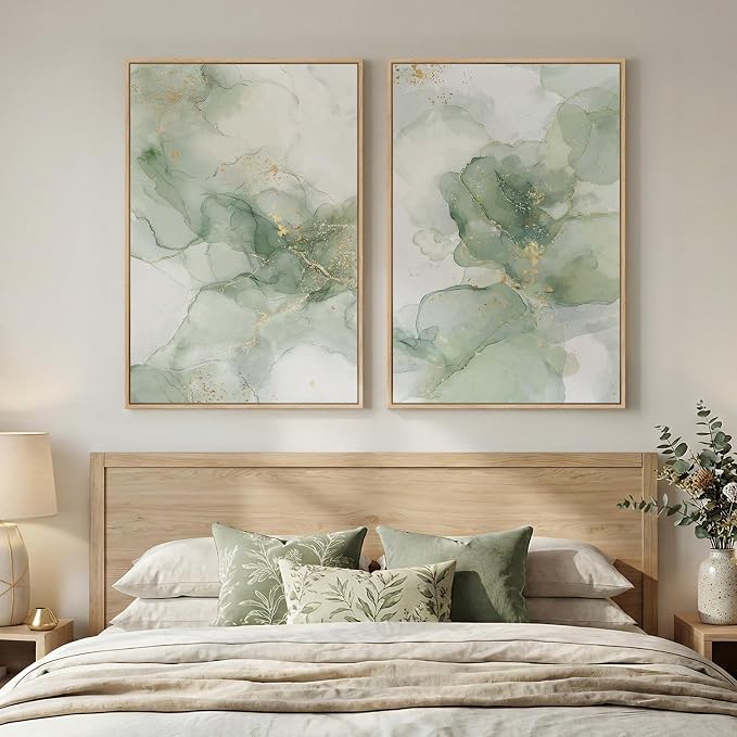 Framed Sage Green Abstract Wall Art - Image 8