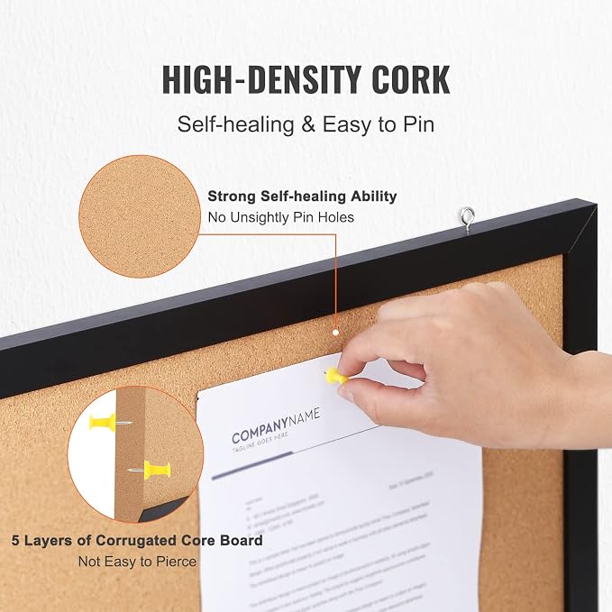 VEVOR Cork Board for Walls, Double-Sided Cork 24" x 18" Bulletin Board Vision - Image 4