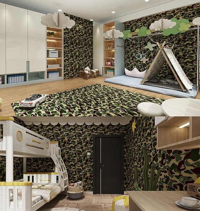 Self-Adhesive Vinyl Green Camouflage Contact Paper Peel and Stick Camouflage - Image 4