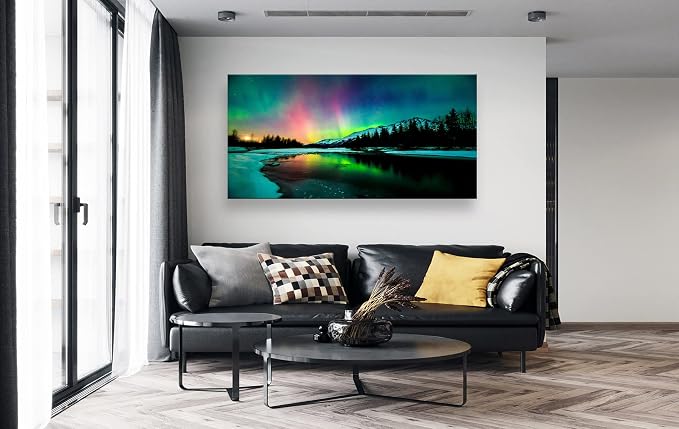 S01962 Wall Art Aurora scenery Painting on Canvas Stretched and Framed Canvas - Image 2