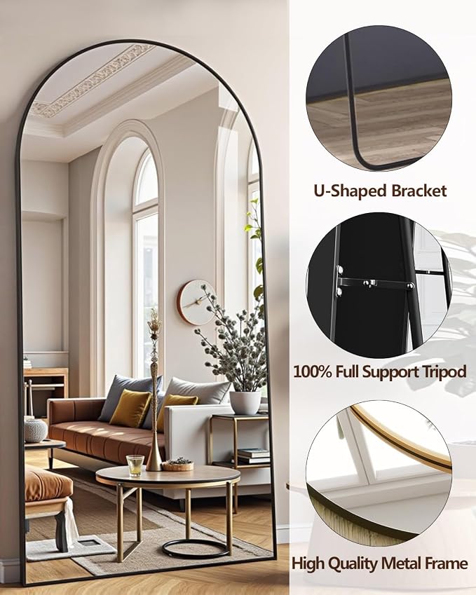 DMWOODFL 76x34 Inch Arched Full Length Mirror - Image 3