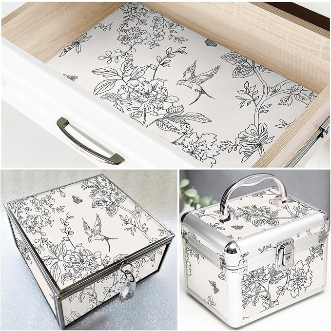 Froluya Black and Cream White Floral Wallpaper Peel and Stick Wallpaper - Image 9