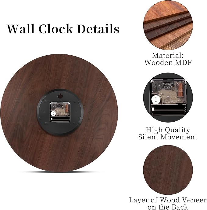 VIKMARI Home 14 Inch Battery Operated Silent Non-Ticking Vintage Wall Clock - Image 6