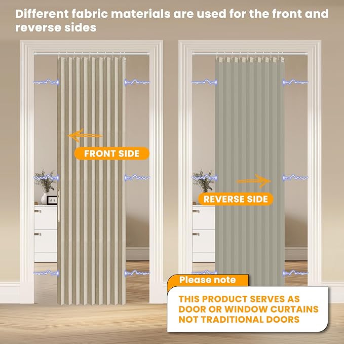 AJAZZ 100% Blackout Magnetic Door Curtain Accordion Doors Interior Folding - Image 2