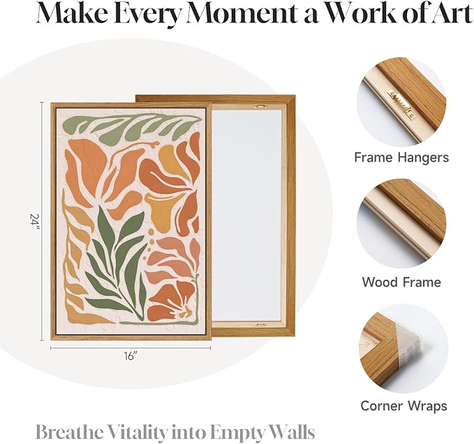3 Piece Framed Boho Floral Wall Art - Image 6