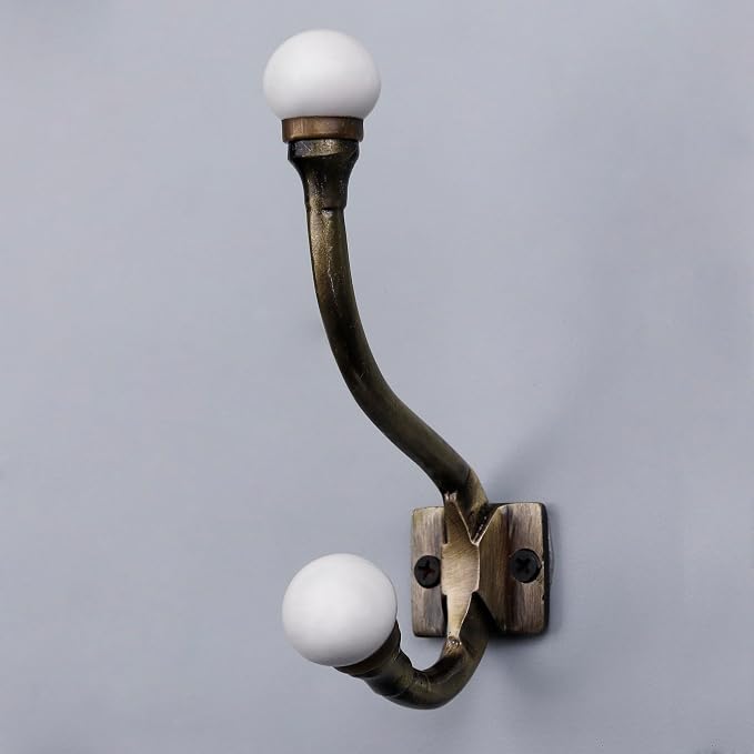 Indian Shelf Pack of 12 Heavy Duty Double Prong White Decorative Coat Hooks - Image 8