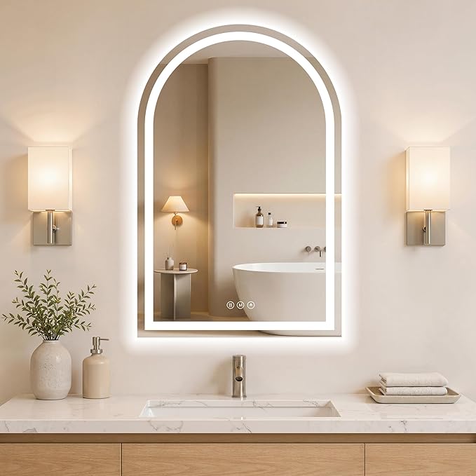 Arched LED Bathroom Mirrors by WISSMILESHOME