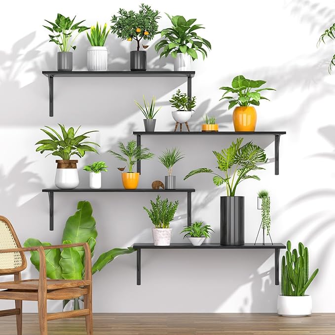 Deep Floating Shelves for Wall Set of 3, 24W x 12 Inch Deep Black Floating - Image 6