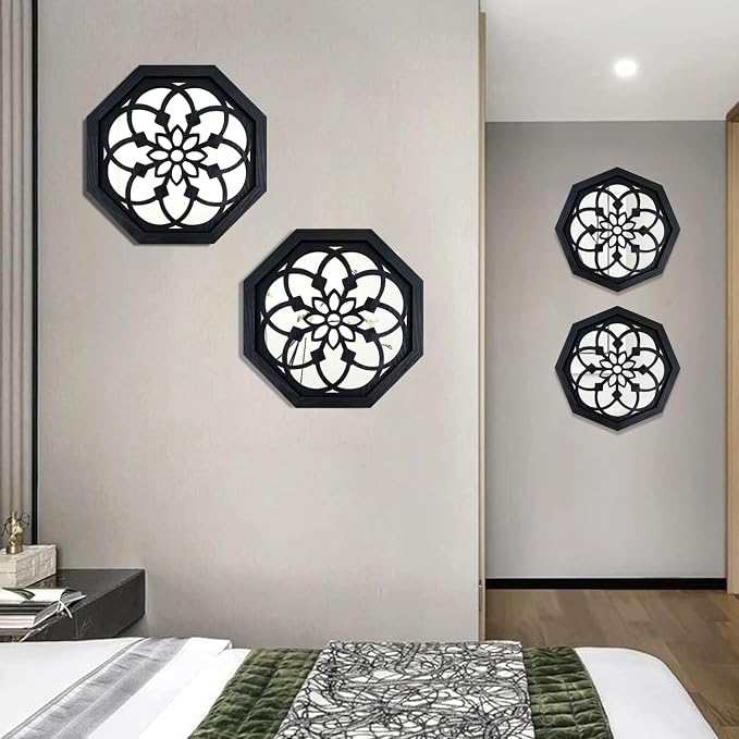 ZOLAPI 2-Piece Octagon Wall-Mounted Mirrors, Vintage Farmhouse Mirror - Image 2